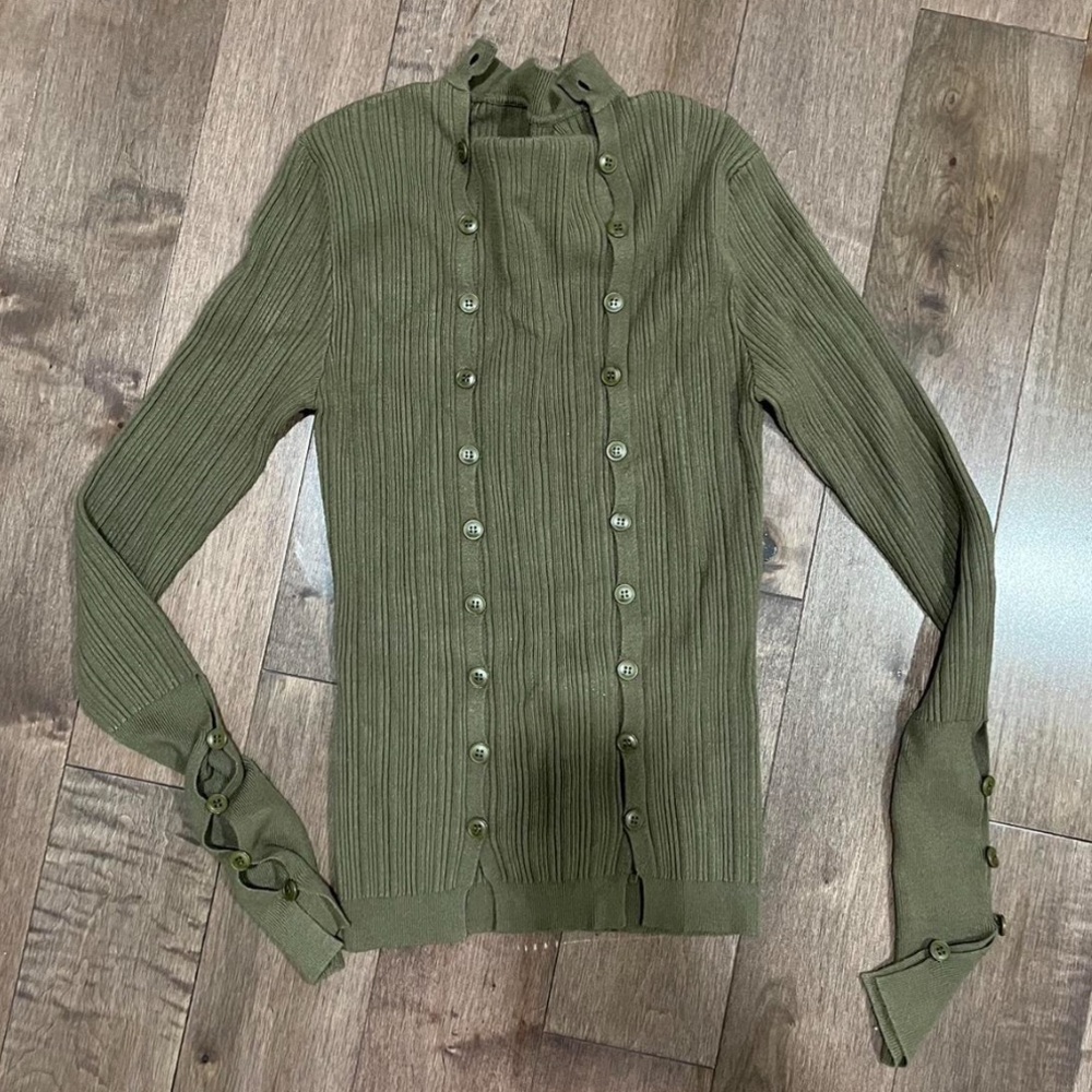 Jacquemus Le Maille Asur Olive Green Khaki Ribbed Knit Top
